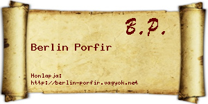 Berlin Porfir névjegykártya